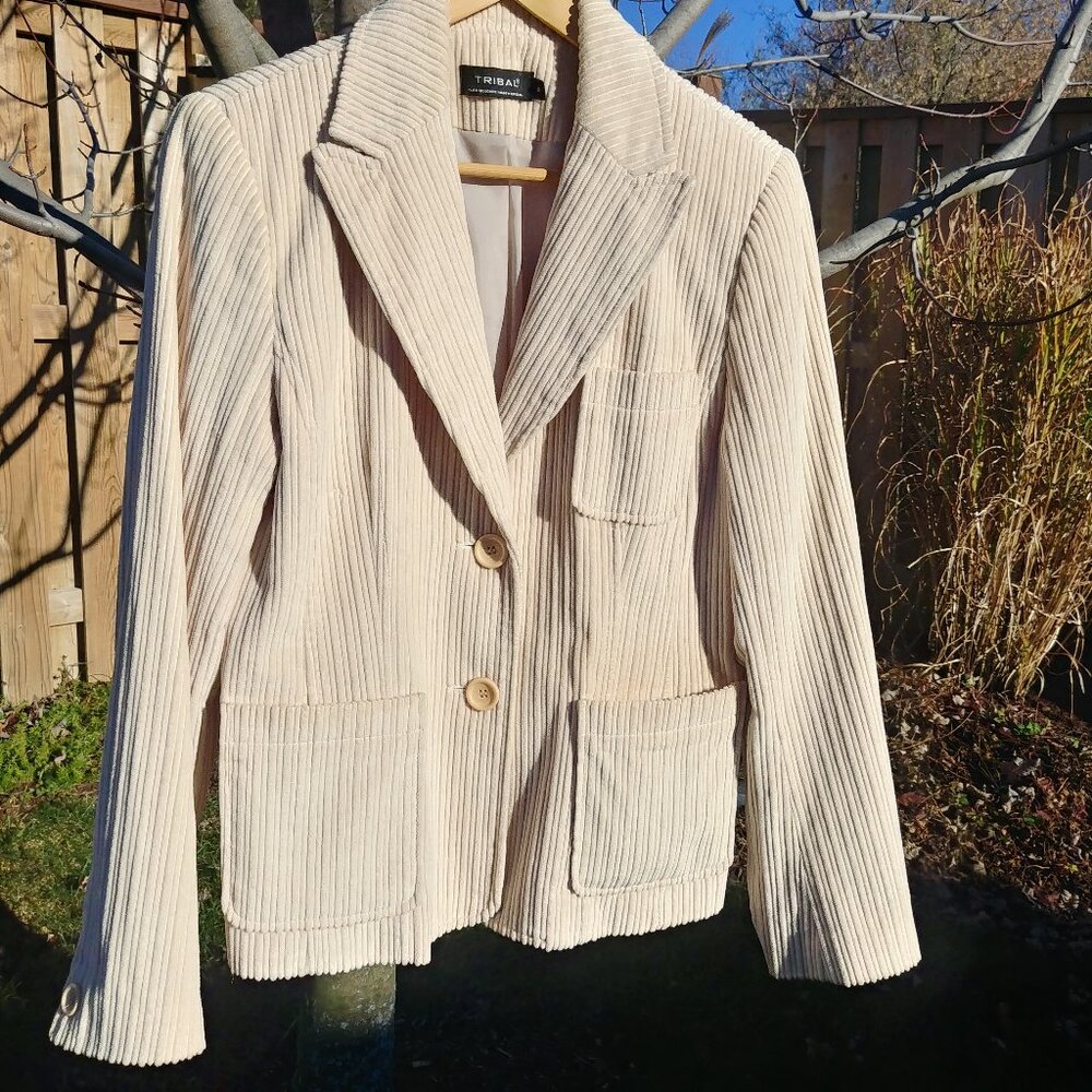 Tribal 100% cotton corduroy cream blazer jacket size 8